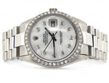 Pre Owned Mens Rolex Stainless Steel Datejust Diamond White MOP 1603