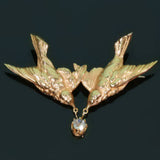 Victorian gold  two swallows brooch