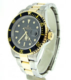 PRE OWNED MENS ROLEX TWO-TONE SUBMARINER DATE WITH A BLACK DIAL 16613T