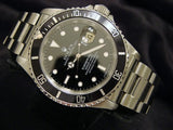 PRE OWNED MENS ROLEX STAINLESS STEEL SUBMARINER DATE WITH A BLACK DIAL 16610