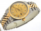 Pre Owned Mens Rolex Two-Tone Datejust with a Gold Diamond Dial 16013