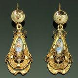 Gold Biedermeier  long pendant earrings