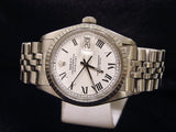 Pre Owned Mens Rolex Stainless Steel Datejust with a White Roman Dial 1603