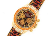 PRE OWNED MENS ROLEX YELLOW GOLD LEOPARD DIAMOND SAPPHIRE DAYTONA 116518