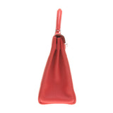 Hermes Rouge Pivoine Clemence Leather Kelly 32cm (R Stamp)