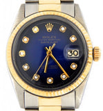 Pre Owned Mens Rolex Two-Tone Datejust with a Blue Vignette Diamond Dial 1601
