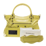 Balenciaga Yellow Lambskin Classic First Motorcycle Handbag