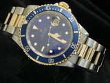 PRE OWNED MENS ROLEX TWO-TONE SUBMARINER WITH A BLUE DIAL 16613
