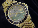 PRE OWNED MENS ROLEX YELLOW GOLD GMT-MASTER WITH A MOP DIAMOND DIAL 16758