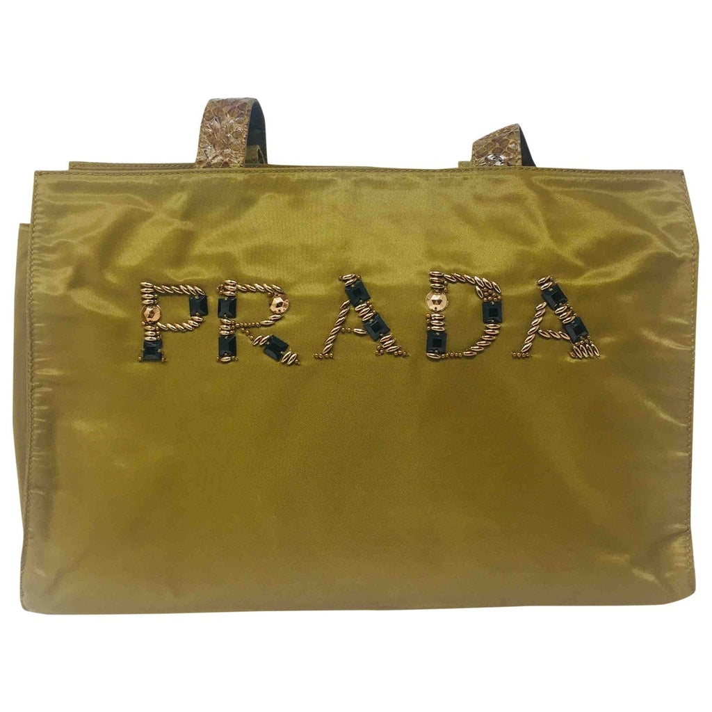 Prada tessuto  green cloth handbag