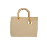 Dior lady dior beige cloth handbag
