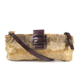 Fendi baguette gold glitter handbag