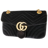 Gucci marmont black velvet handbag