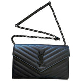 Saint Laurent portefeuille enveloppe monogram black leather handbag