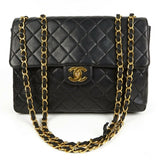 Chanel timeless/classique black leather handbag