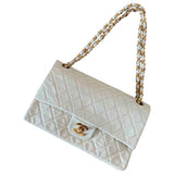 Chanel timeless/classique beige leather handbag