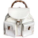 Gucci bamboo white leather handbag