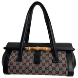 Gucci bamboo black leather handbag