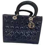 Dior lady dior navy patent leather handbag