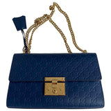 Gucci padlock blue leather handbag