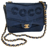 Chanel timeless/classique blue cloth handbag