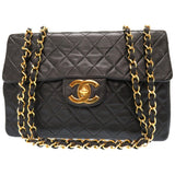 Chanel timeless/classique black leather handbag