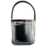 Staud bisset black patent leather handbag
