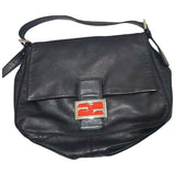 Fendi mamma baguette  black leather handbag