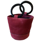 Simon Miller small bonsai pink suede handbag