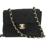 Chanel timeless/classique black cloth handbag