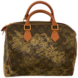 Louis Vuitton speedy brown cloth handbag