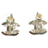 Chanel cc silver metal earrings