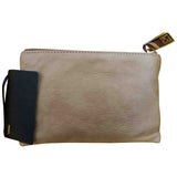 Fendi beige leather clutch bag