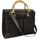 Gucci bamboo black suede handbag
