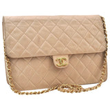 Chanel timeless/classique beige leather handbag