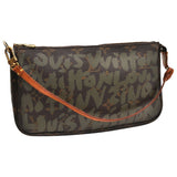 Louis Vuitton pochette accessoire brown cloth clutch bag