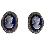 Non Signé / Unsigned art déco blue metal earrings