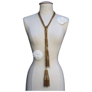 Chanel gold metal long necklaces