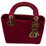 Dior lady dior pink silk handbag
