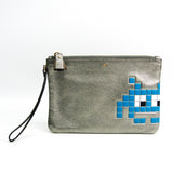 Anya Hindmarch silver leather clutch bag