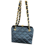 Chanel black silk handbag