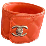 Chanel matelassé pink leather bracelets