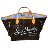 Louis Vuitton neverfull brown cloth handbag