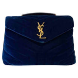 Saint Laurent loulou blue velvet handbag