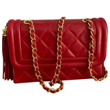 Chanel red leather handbag