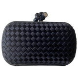Bottega Veneta pochette knot black silk clutch bag