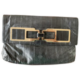 Anya Hindmarch black exotic leathers clutch bag