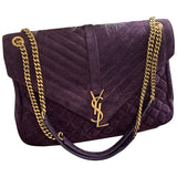 Saint Laurent collége monogramme purple suede handbag