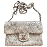 Chanel timeless/classique silver leather handbag