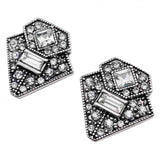 Non Signé / Unsigned art déco silver metal earrings